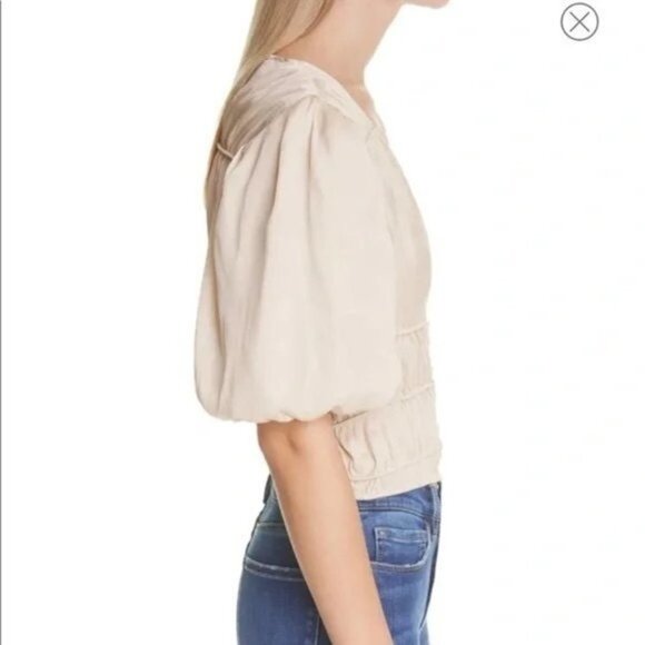 NWOT FRAME Julianne BLUSH Top PUFF SLEEVES BLOUSE SIZE XS - Picture 3 of 9